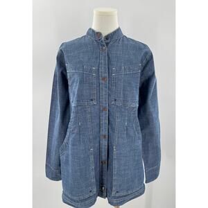 Duluth Trading Co Womens Utility Denim Chambray Shirt Jacket Shacket Medium M